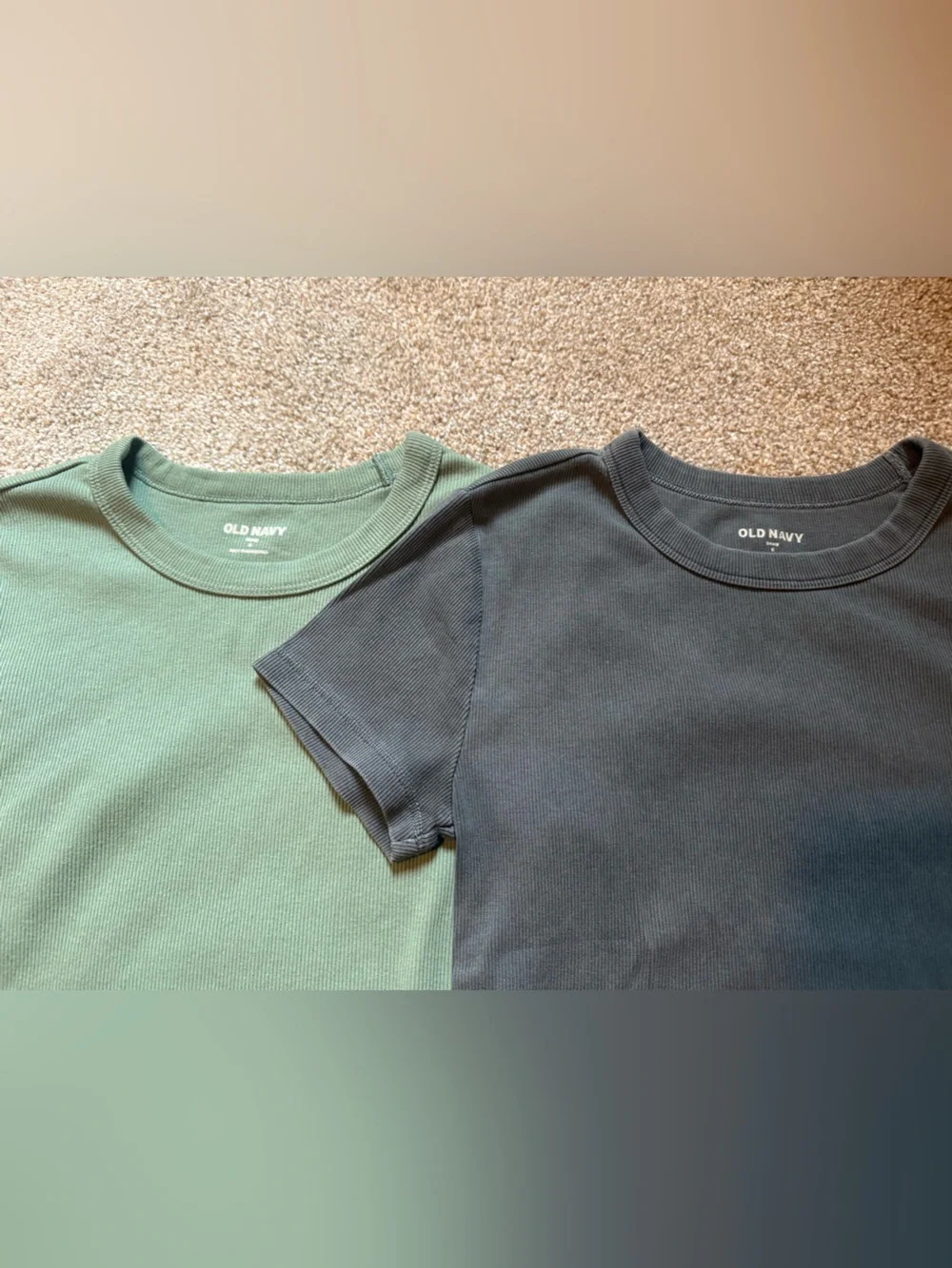 Old Navy Set of Three Basic Tees in Tan, Sage, and Charcoal